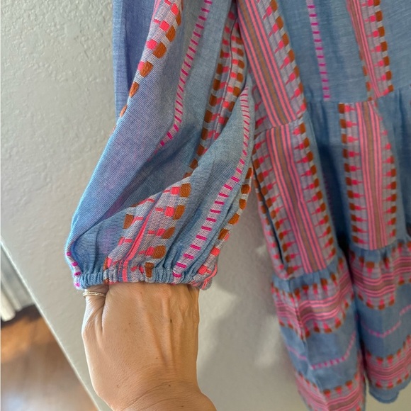 EUC Velvet by Graham & Spencer Blaize Striped Cotton Dress pink blue - Picture 7 of 11